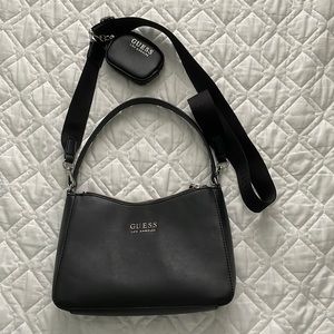 Guess Black Leather Crossbody Purse with Coin Pouch